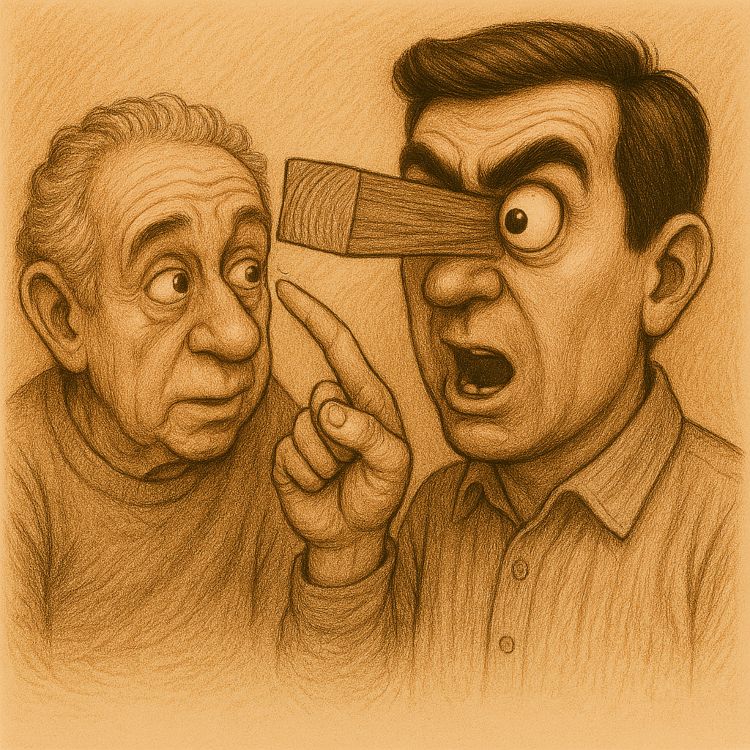 Ver la paja en ojo ajeno y no la viga en el propio