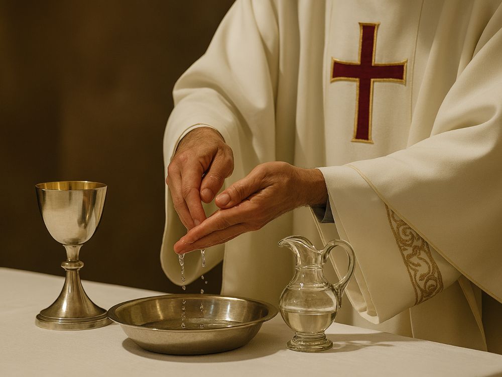 Ablución Representación simbólica de la ablución como acto de purificación mediante agua