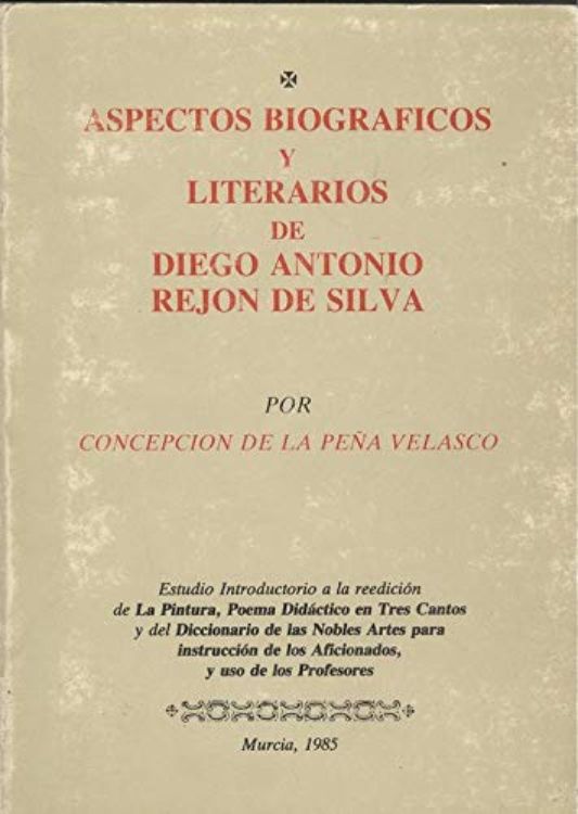 Portada del libro Aspectos biográficos y literarios de Diego Antonio Rejón de Silva, con fondo beige y tipografía en rojo y negro