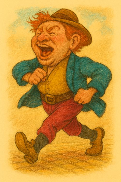 Rajabroqueles pelirrojo, bocazas y fanfarrón, caminando con ímpetu y desparpajo