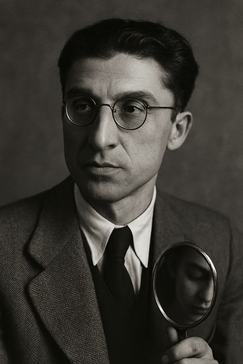 Vendrá la muerte Vendrá la muerte. Retrato en blanco y negro de Cesare Pavese, con gafas redondas, expresión seria y fondo neutro